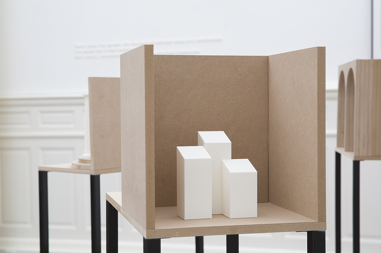 Marge Monko, Compositions I-III, 2014 metal, MDF, 3D printed objects, spray paint 20 Compositions I III Marge Monko
